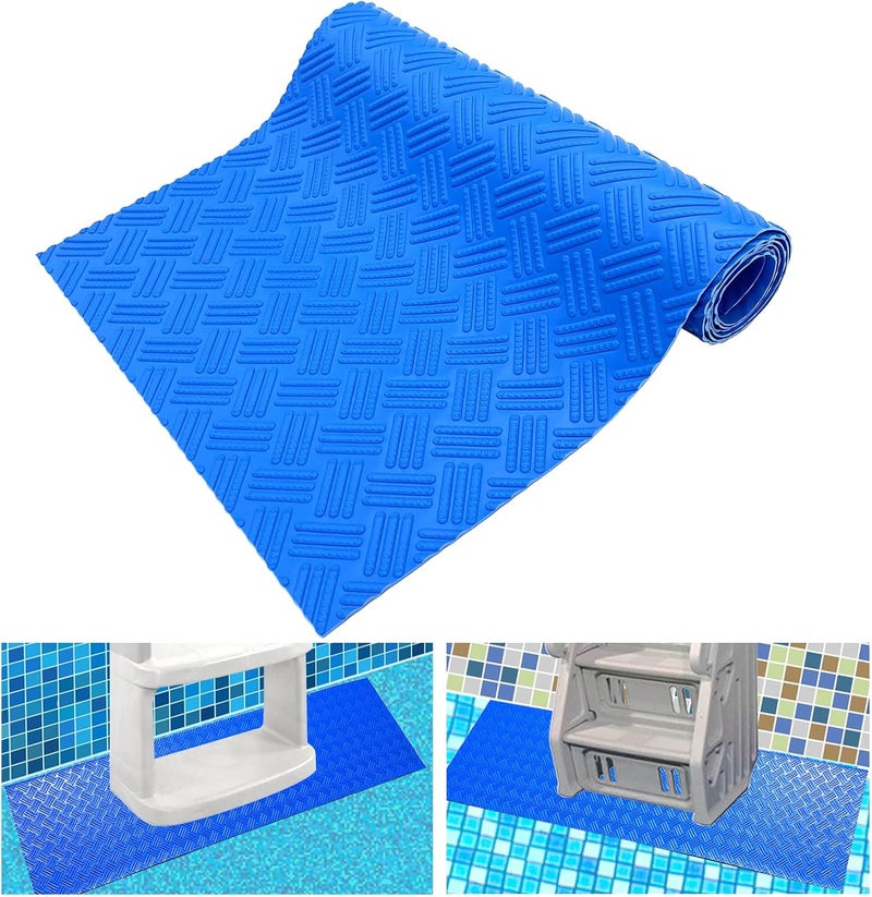 SKARUMMER Swimming Pool Ladder Mat - Protective Pool Ladder Pad Step Mat with Non-Slip Texture, Blue Medium Pool Step Mat, Pool Liner Protection Mat (60 X 45 inch) - Image 1